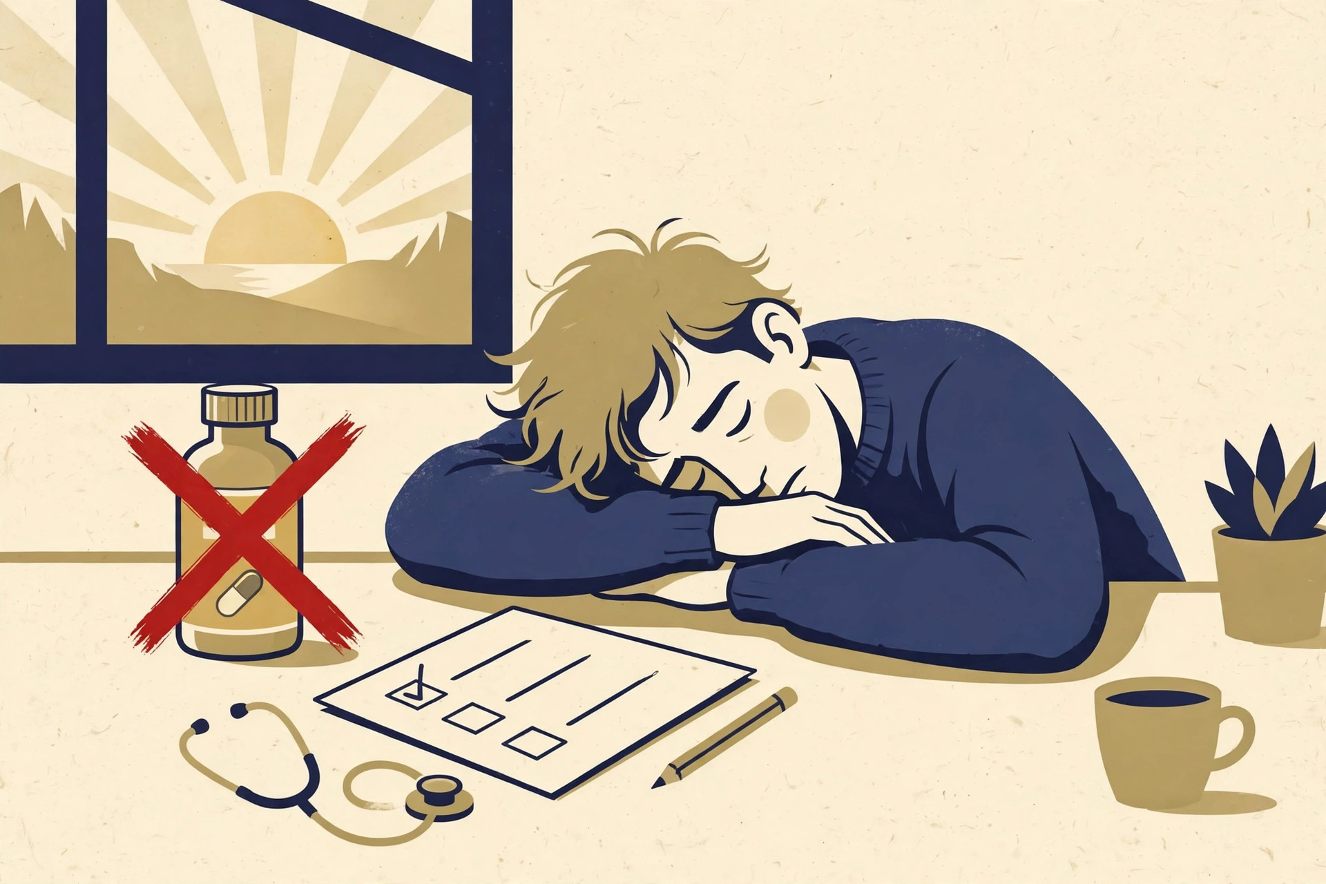 Editorial illustration for Always Tired? Don't Trust “Adrenal Fatigue.”