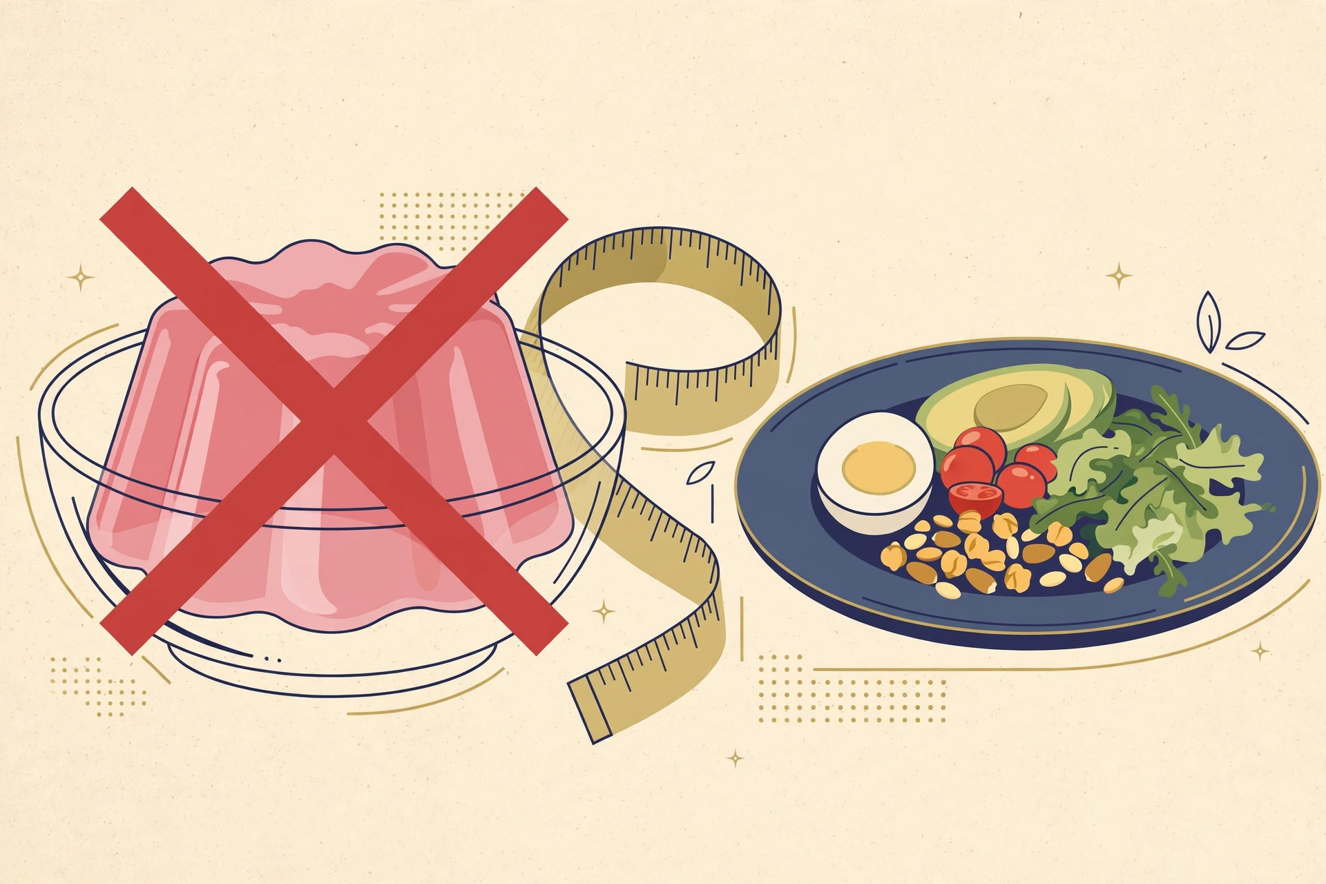 Editorial illustration for Trying to Lose Weight? Don't Trust the Pink Gelatin Trick.